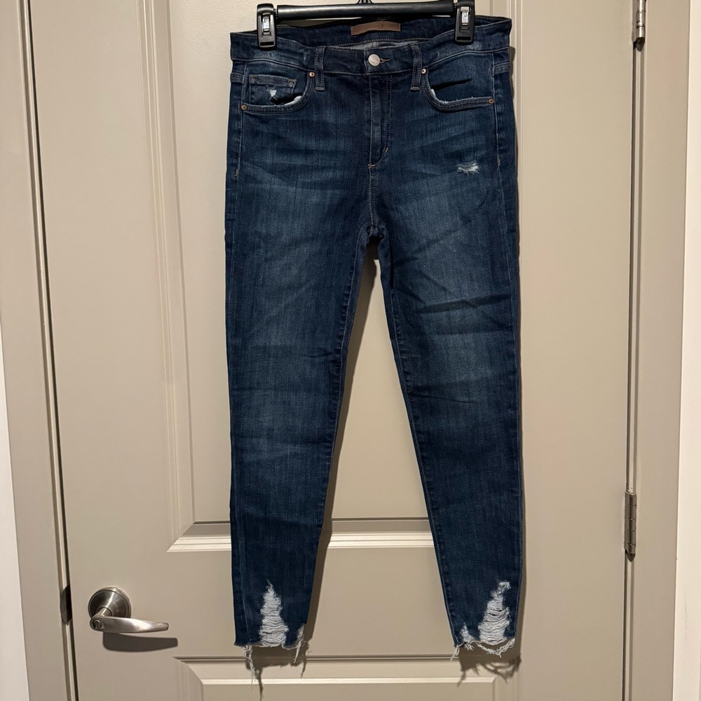 Joe's Jeans Dark Blue Distressed Ankle Jeans